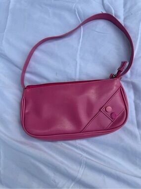 Pink Shoulder Bag - Classic Women's Leatherette Handbag